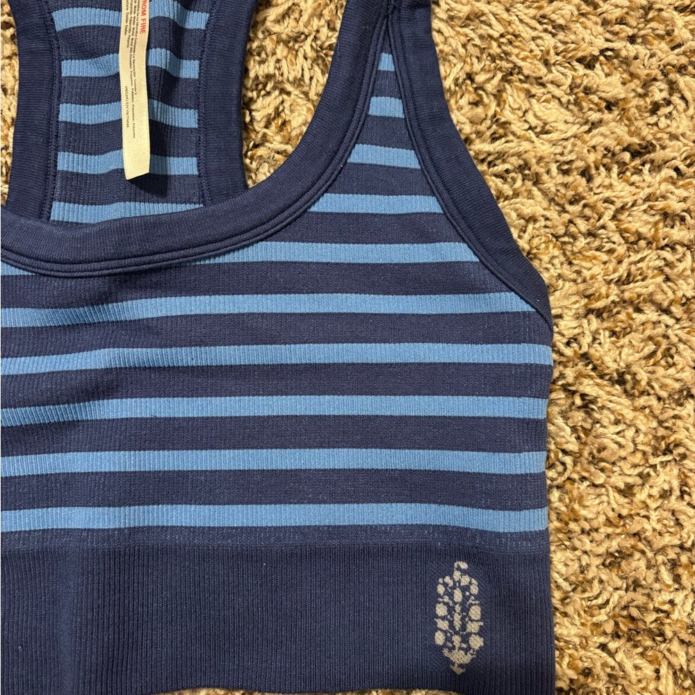 Free People Movement Striped Blue Sports Bra - Picture 2 of 5
